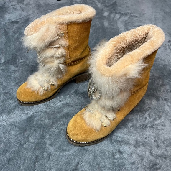 Montelliana 1965 Stella Shearling Boots Italian Size 7.5-8 EU 40 Chestnut Suede - Picture 8 of 12